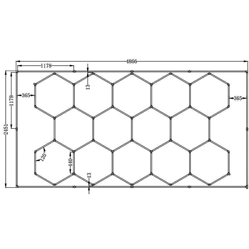 14-Hexagon Grid System with Border (16′ x 8′)