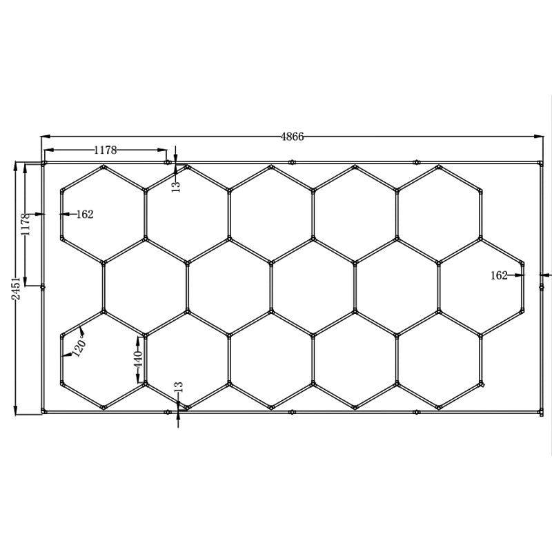 15-Hexagon Grid System with Border (16′ x 8′)