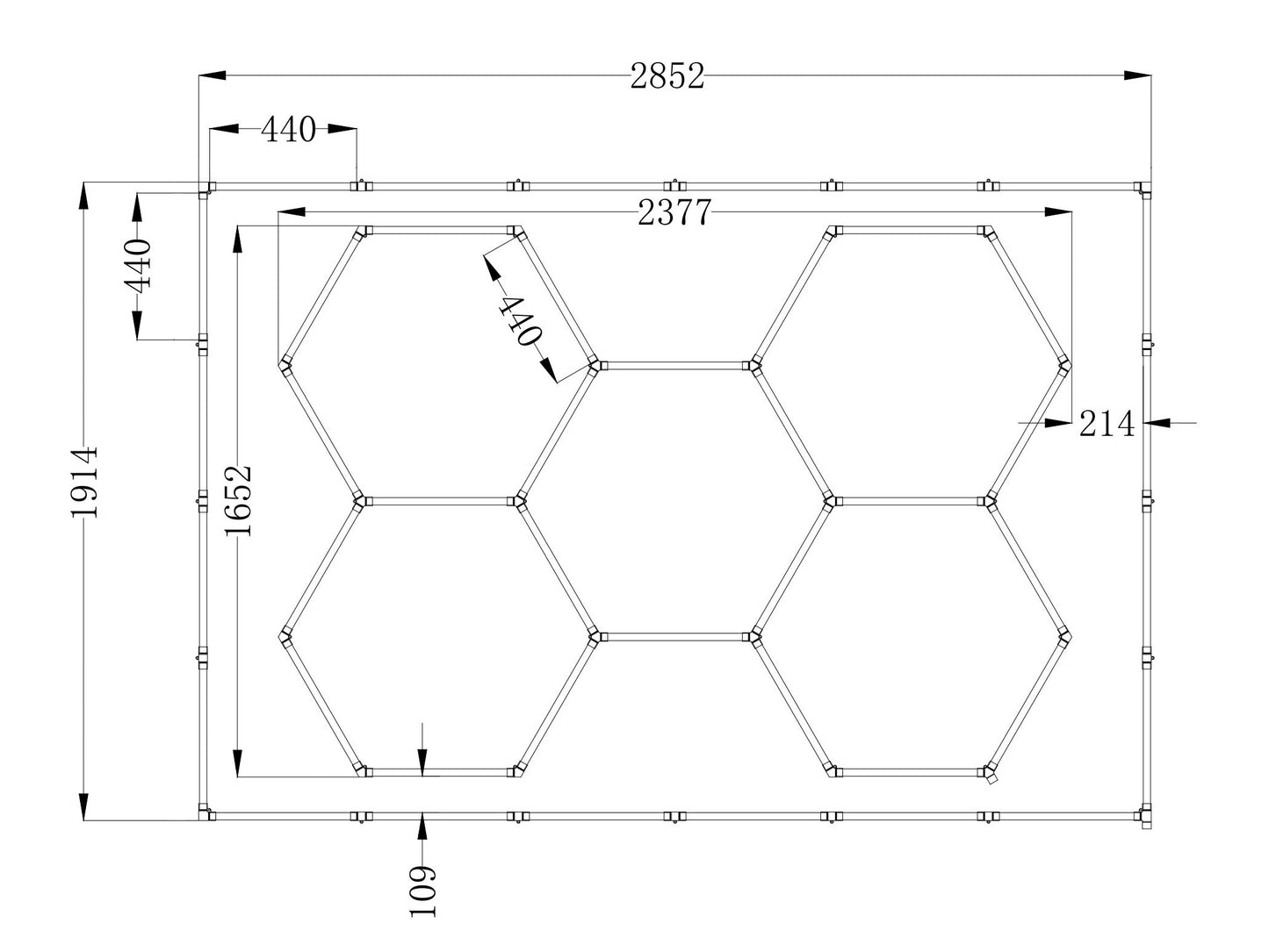 5-Hexagon Grid System with Border (8.04′ x 6.04′)