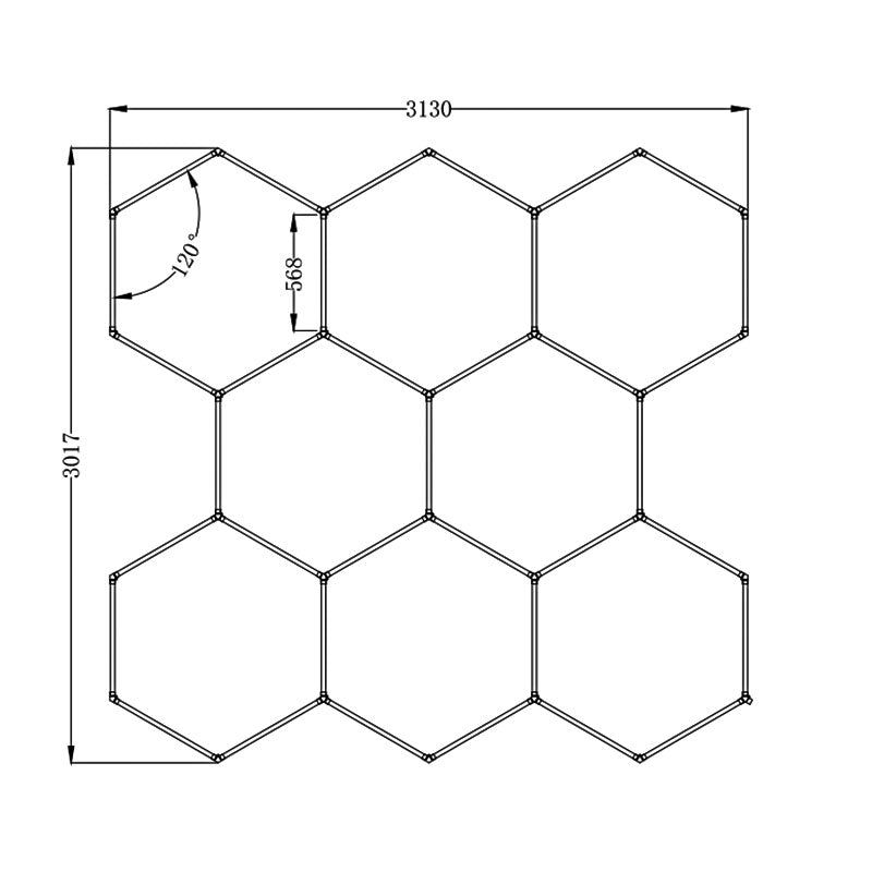 8-Hexagon Grid System (10.27′ x 9.9′)