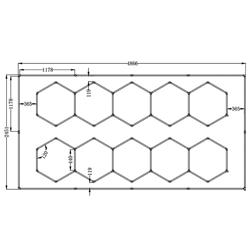 10-Hexagon System with Border (16′ x 8′)