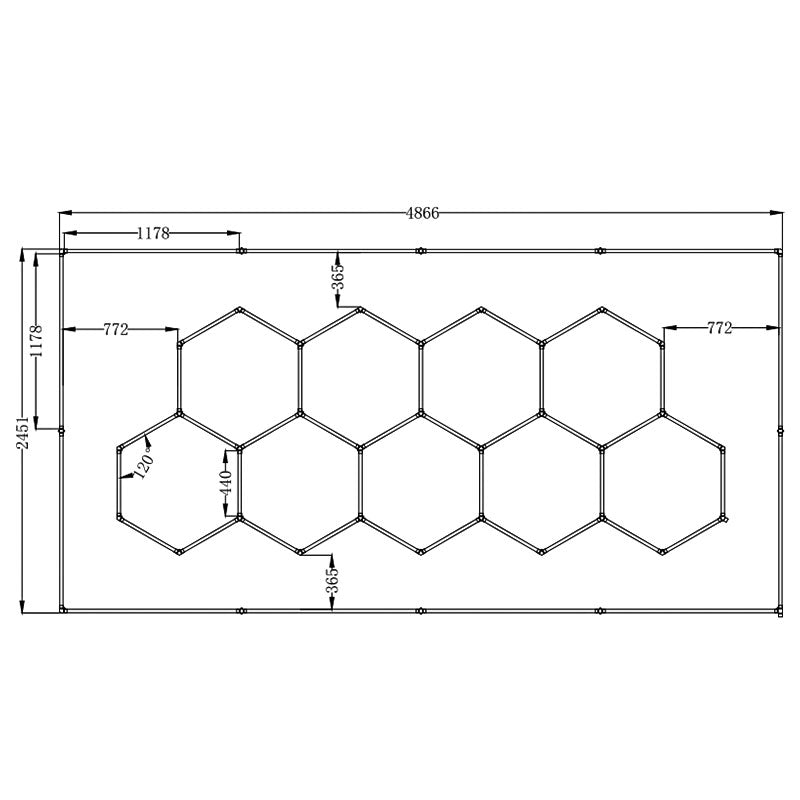 9-Hexagon Grid System with Border (16′ x 8′)