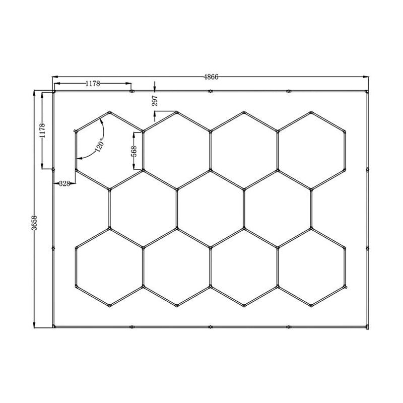 11-Hexagon Grid System with Border (12′ x 8′)