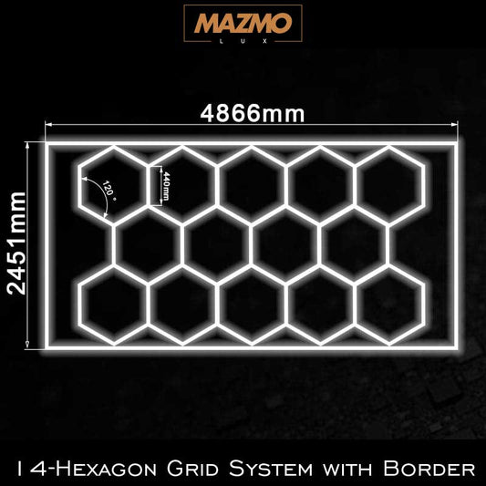 14-Hexagon Grid System with Border (16′ x 8′)