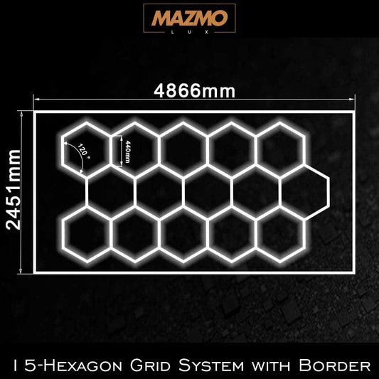 15-Hexagon Grid System with Border (16′ x 8′)