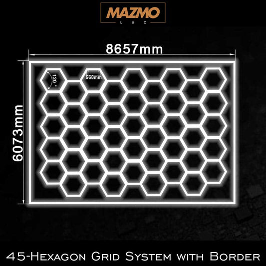 45-Hexagon Grid System with Border (28.4′ x 19.92′)
