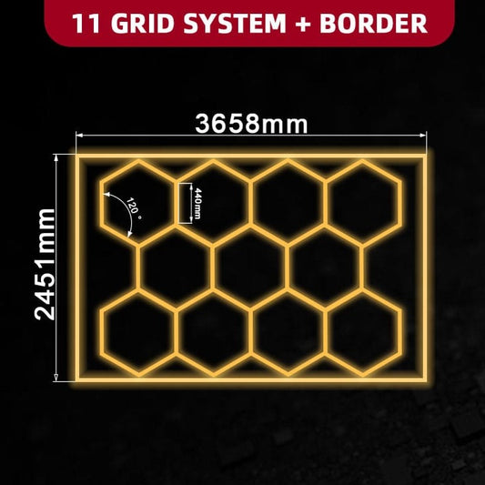 5CCT 11 Hex Lights With Border(12′ x 8′)