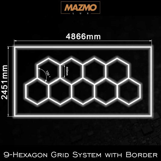 9-Hexagon Grid System with Border (16′ x 8′)
